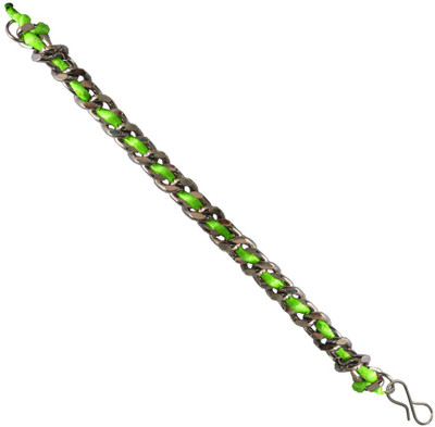 Rich & Famous Alloy Bracelet, Green;silver
