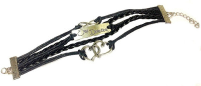 Girlz! Alloy, Metal, Leather Bracelet, Black;silver