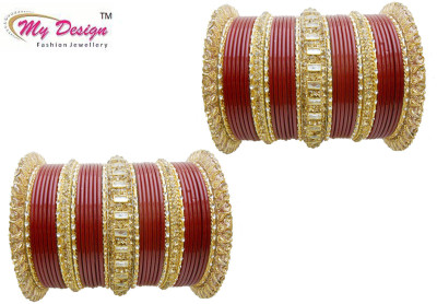 My Design Lac Gold-plated Chudas(Pack of 74), Maroon