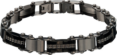 Inox Jewelry Stainless Steel Bracelet, Black;silver