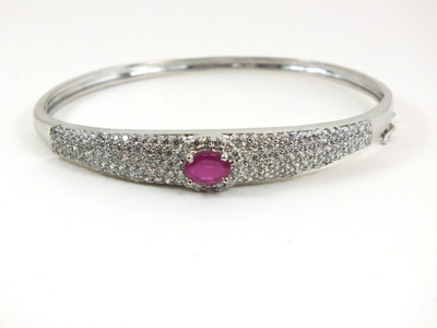 Aina Sterling Silver Cubic Zirconia Rhodium Bracelet