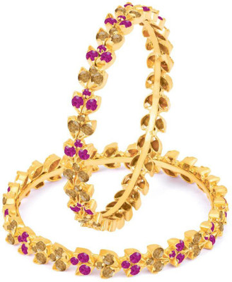Sukkhi Brass Gold-plated Bangle Set(Pack of 2, Red;gold