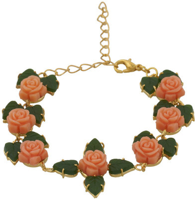 Nisa Pearls Alloy Jade Bracelet, Pink;green
