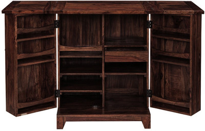 Ringabell Sprit Bar Solid Wood Bar Cabinet(Finish Color - Mahogany)
