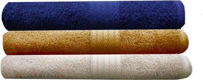 India Furnish Cotton 450 GSM Bath Towel Set(Pack of 3, Dark Blue, Beige, Gold), Biscuit;gold;navy blue