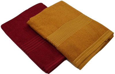 Snuggle Cotton 500 GSM Bath Towel Set(Pack of 2, Maroon, Beige), Beige;maroon