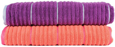 Casa Copenhagen GSM Bath Towel Set(Pack of 2, Orange, Purple)