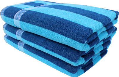 Mandhania Cotton Set of Towels(Pack of 3, Blue)
