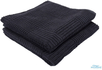 Softweave Cotton 450 GSM Bath Towel Set(Pack of 2, Black)