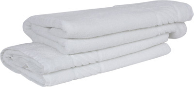 NKP Cotton GSM Bath Towel(Pack of 2, White)