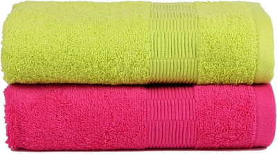 Casa Copenhagen Cotton 450 GSM Bath Towel(Pack of 2, Multicolor), Green;pink