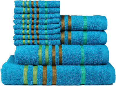 Casa Copenhagen Cotton 475 GSM Bath Towel Set(Pack of 12, Blue), Tealsachet