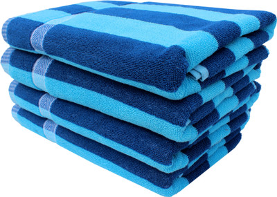 Mandhania Cotton Set of Towels(Pack of 4, Blue)