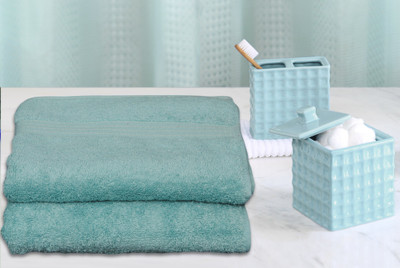 Avira Home Cotton 650 GSM Hand Towel Set(Pack of 2, Blue), Blue (sky blue)