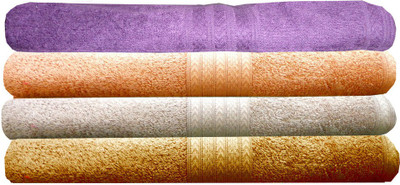 India Furnish Cotton 450 GSM Bath Towel Set(Pack of 4, Multicolor)