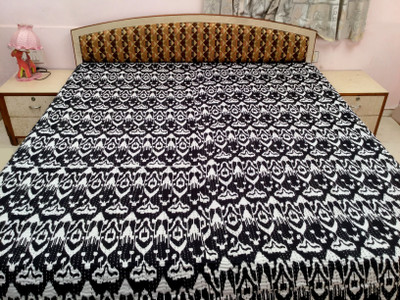 Minky's Decor Cotton Double Bed Cover(Black)