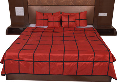 Soundarya Silk Double Bed Cover(Red)