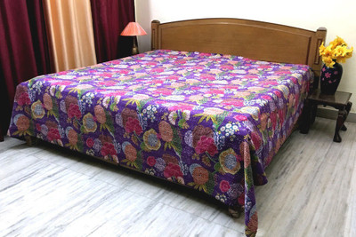 Stylo Culture Cotton Double Bed Spread(Purple)