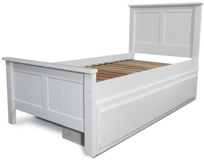 Tezerac Solid Wood Queen Bed(Finish Color - white)