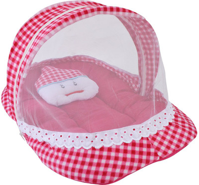 Chhote Janab Nylon Infants BABY FOLDABLE SPREAD WITH Mosquito Net(Pink)