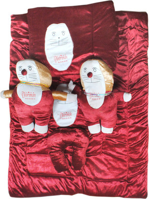 Madhav product Shades of Paradise Velvet Bedding Set(Maroon)