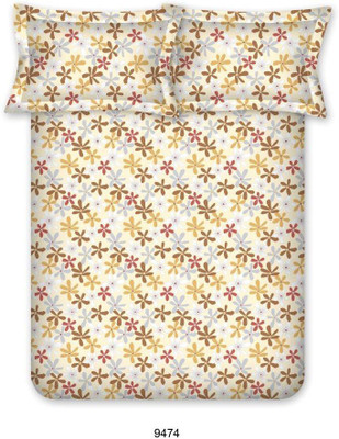 Bombay Dyeing Cotton Double Floral Bedsheet(Pack of 1, Brown)