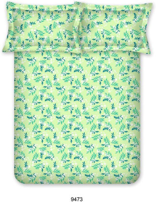Bombay Dyeing Cotton Double Floral Bedsheet(Pack of 1, Green)