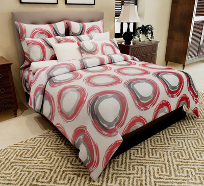 Home Candy 144 TC Cotton Double Geometric Bedsheet(Pack of 1, Red)