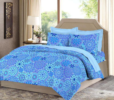Bombay Dyeing 120 TC Cotton Double Printed Bedsheet(Blue)