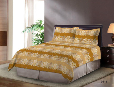 Bombay Dyeing 124 TC Cotton Double Printed Bedsheet(Beige)
