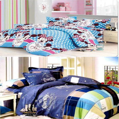 Zesture 144 TC Polycotton Double Printed Bedsheet(Pack of 2, Multicolor)
