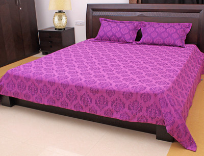 Elan Cotton Double Floral Bedsheet(Pack of 1, Purple)