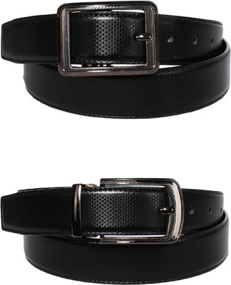 Lenin Men Formal Black Genuine Leather Reversible Belt