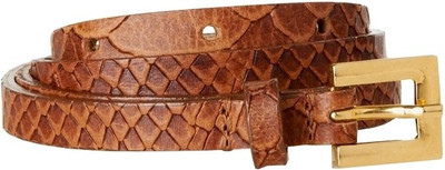 French Connection Women Casual Tan Metal, Genuine Leather Belt