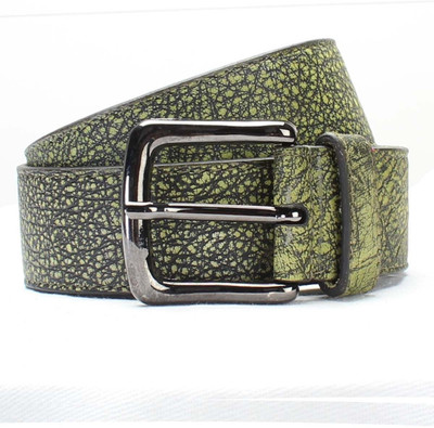 Brune Men Casual Green Genuine Leather Belt, Green-07