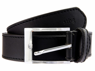 Sting Men Casual Black Genuine Leather Belt