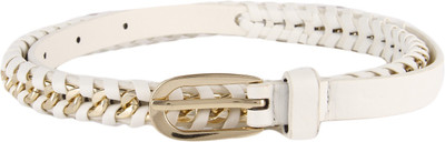 Lino Perros Women Casual White Artificial Leather Belt, White-01