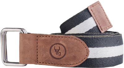 Hidegear Men Casual Black Genuine Leather, Canvas Belt, Assorted