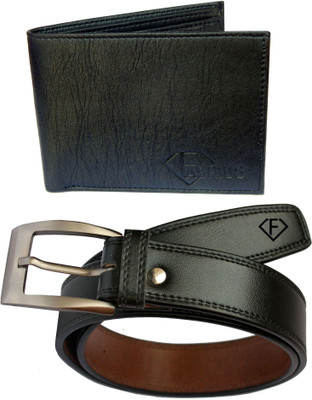Fashius Men Black Artificial Leather Belt, Black-01