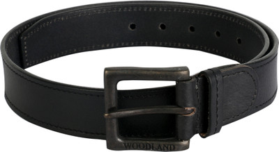 Woodland Men Black Genuine Leather Belt