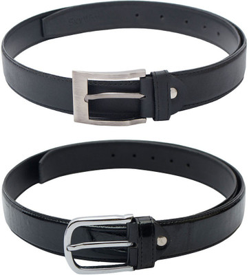 Skyways Men Formal, Casual Black Artificial Leather Belt, Black-01