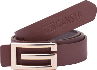 Gansta Men Party, Casual Gold, Brown Artificial Leather Belt, Brand