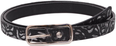 Snoby Women Casual Black Synthetic Belt, Black & white