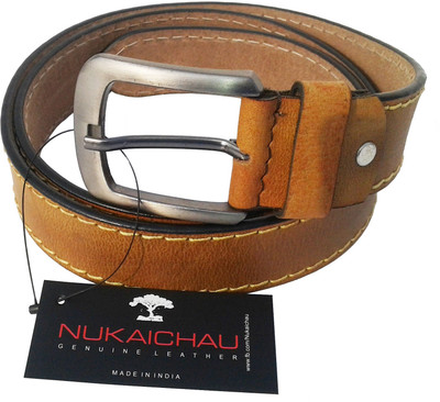 NUKAICHAU Men Tan Genuine Leather Belt, Tan e