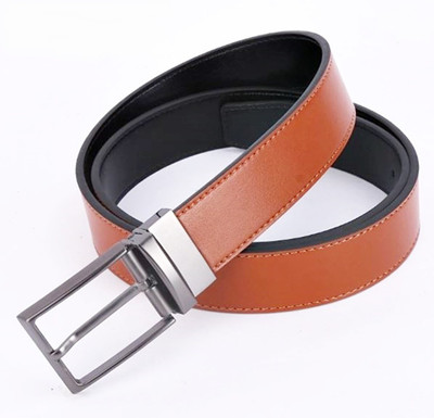 LAER Men & Women Tan Genuine Leather Belt