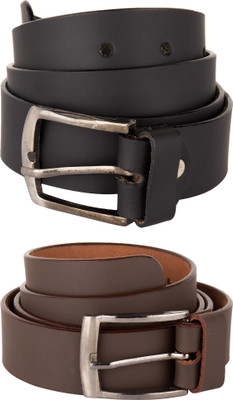 Viva Men Casual, Party, Formal Brown Genuine Leather Belt, Black