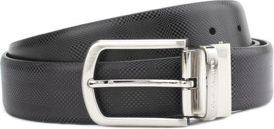 Louis Philippe Men Grey, Black Reversible Belt, Black/black