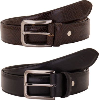 Valbone Men Formal Black Genuine Leather Belt, Black;brown