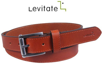 Levitate Men Casual Brown Genuine Leather Belt, Cognac