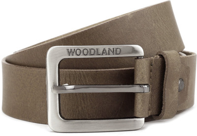 Woodland Men Brown Genuine Leather, Metal Belt, Camel